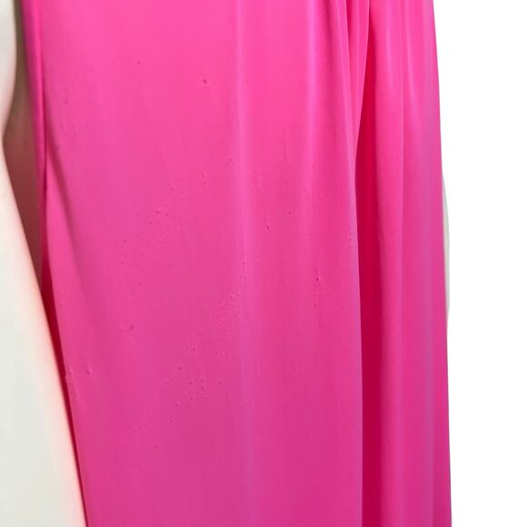 Vintage Shadowline Hot Pink Nightgown Floral Embroidered Nylon Sleepwear Medium - Picture 6 of 10